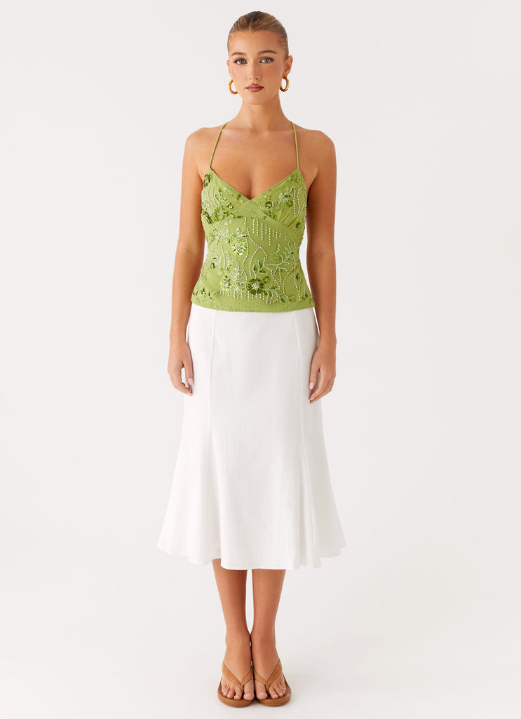 Kamilla Sequin Cami Top - Lime