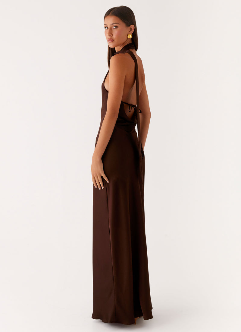 Keena Scarf Maxi Dress - Chocolate