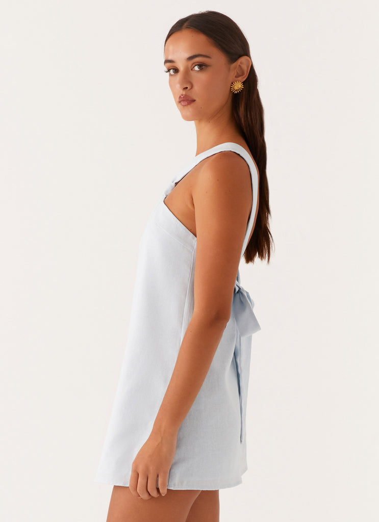 Keira Linen Mini Dress - Blue