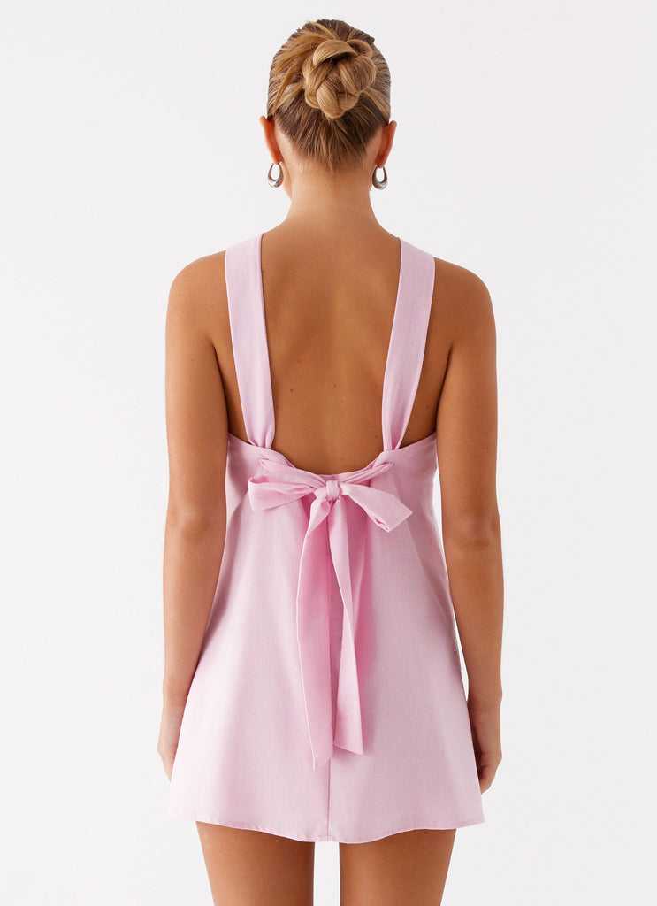 Keira Linen Mini Dress - Pink