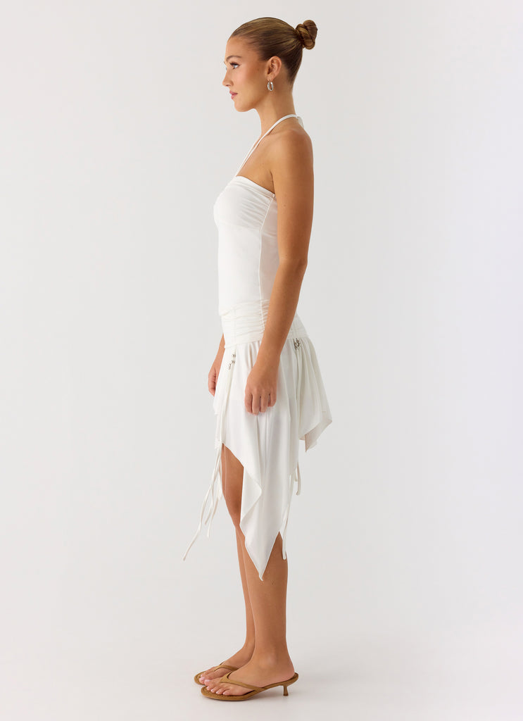 Khalida Jersey Halter Mini Dress - White