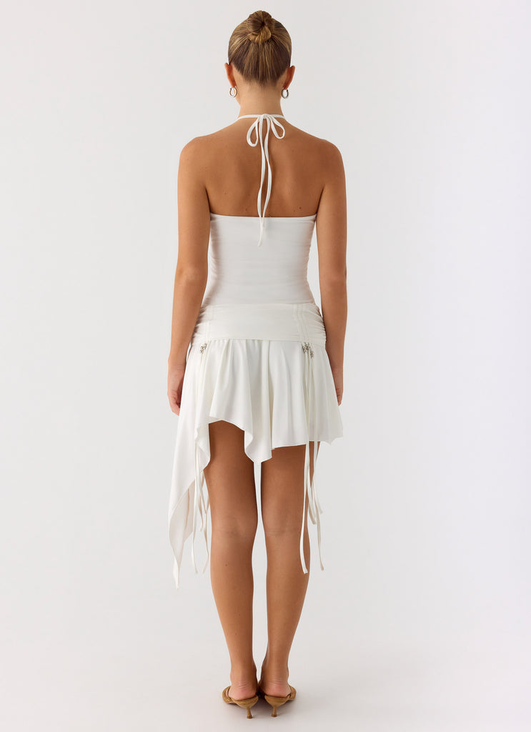 Khalida Jersey Halter Mini Dress - White