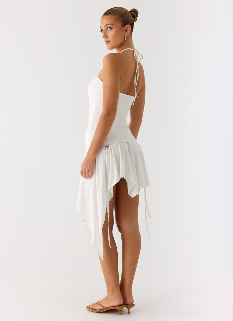 Khalida Jersey Halter Mini Dress - White