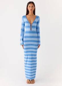 Late Night Calls Knit Maxi Dress - Cerulean