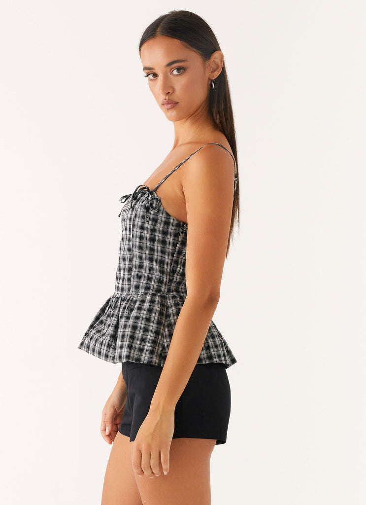 Laura Top - White Black Check