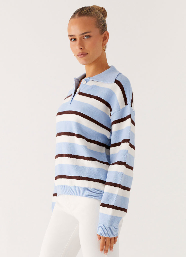 Liana Striped Polo - Blue Stripe