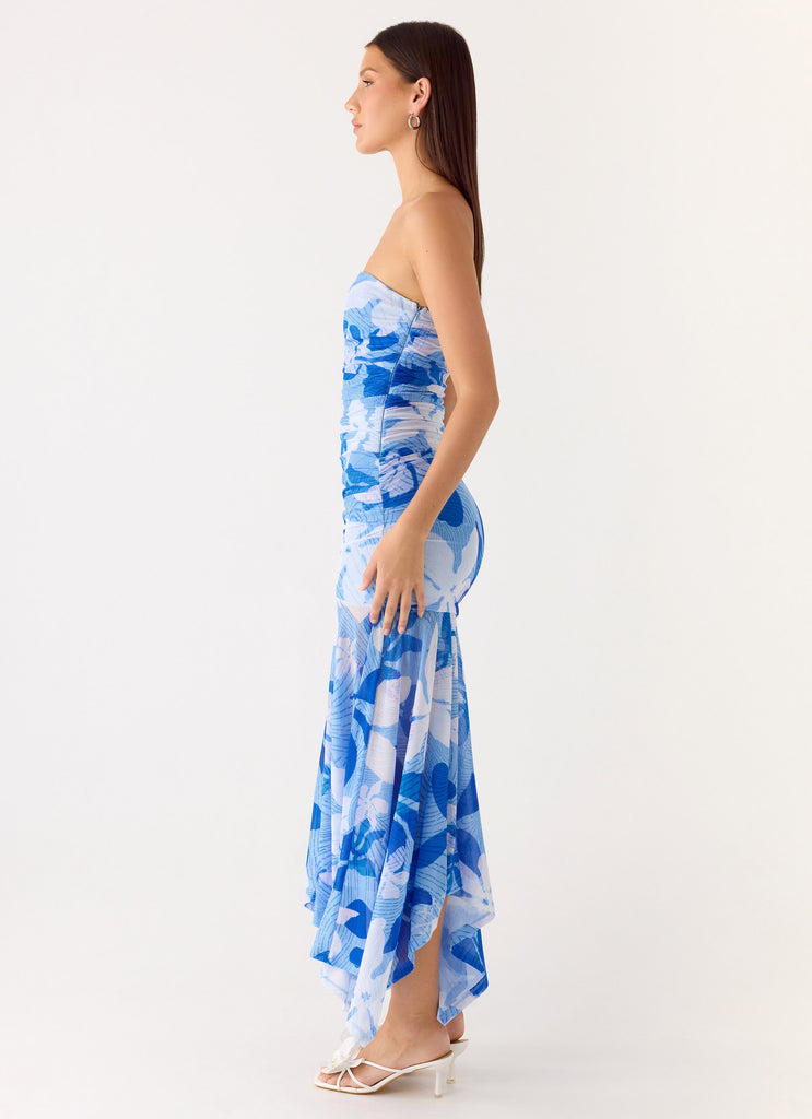Lo Siento Midi Dress - Indigo Garden