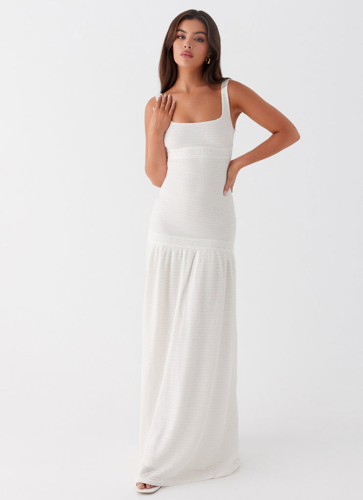 Womens Lyrical Maxi Dress in the colour Ivory in front of a light grey background