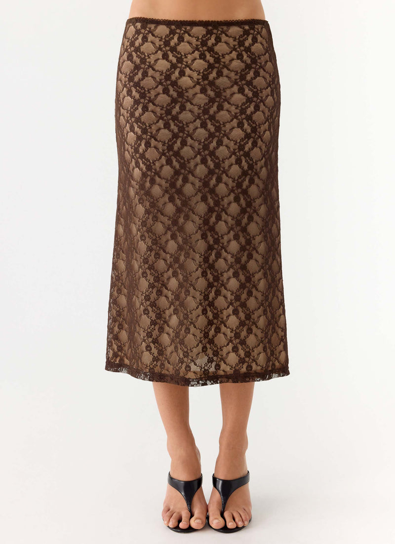 Malachie Lace Midi Skirt - Chocolate
