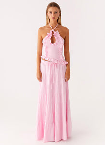 Mariella Linen Maxi Skirt - Pink