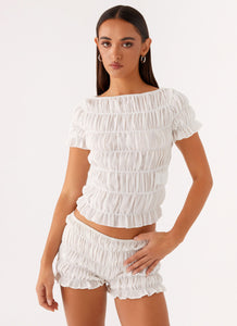 Mateo Ruched Top - White