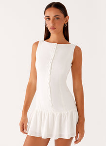 Meggie Linen Mini Dress - White