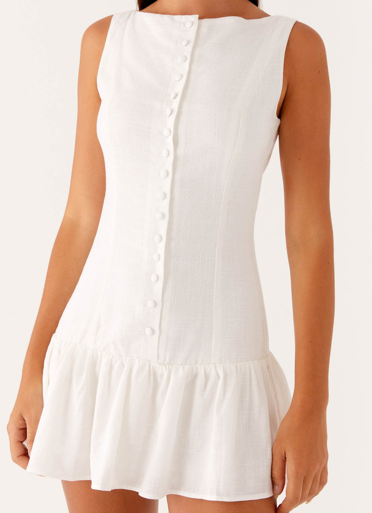 Meggie Linen Mini Dress - White