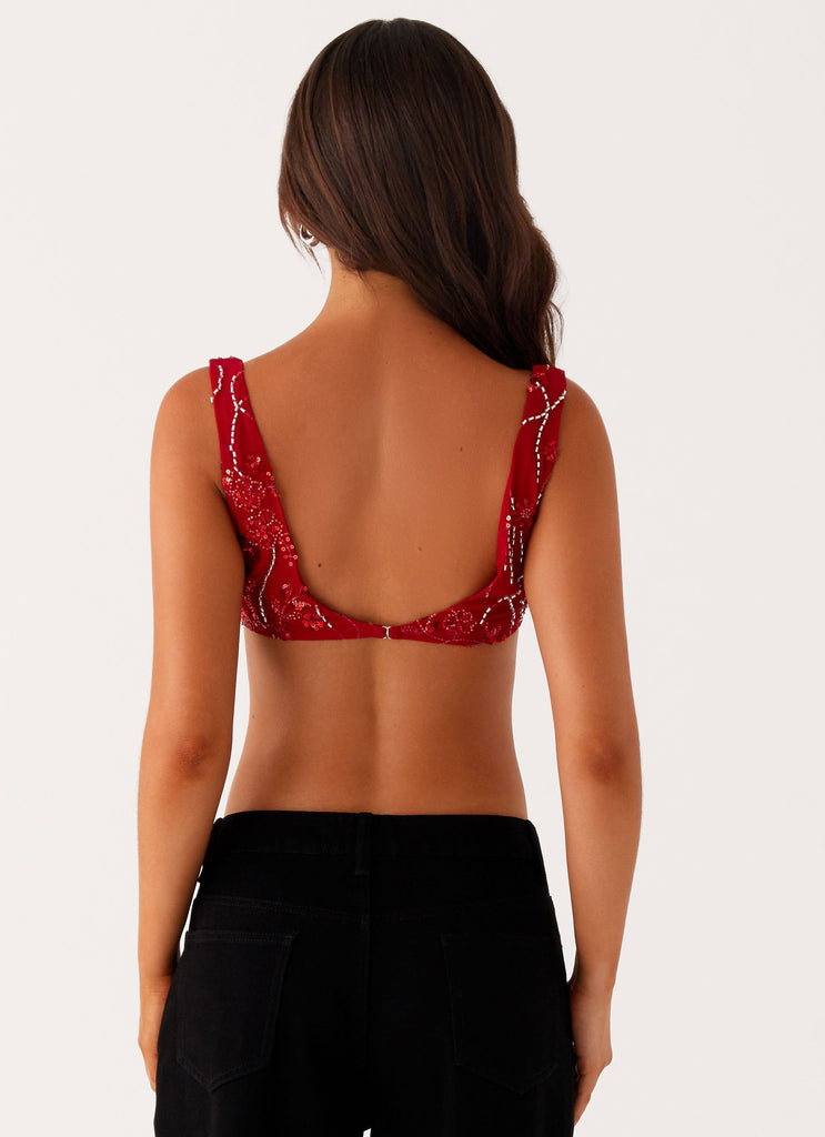 Mercer Sequin Bralette - Red