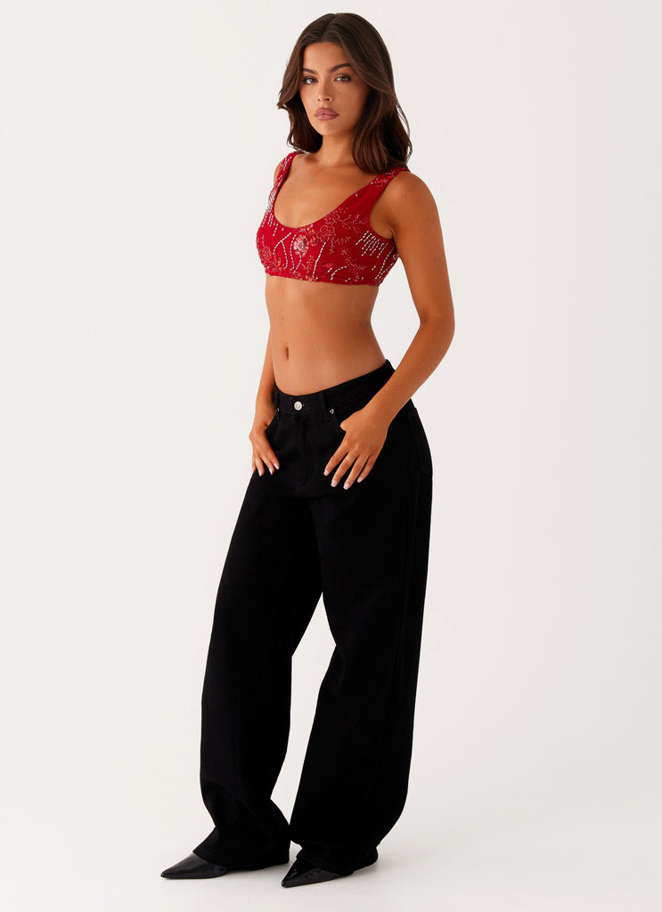 Mercer Sequin Bralette - Red