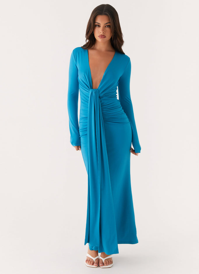 Miesha Long Sleeve Maxi Dress - Blue