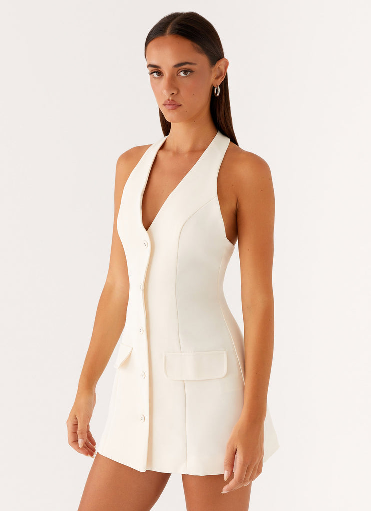 Mira Halter Neck Mini Dress - Ivory