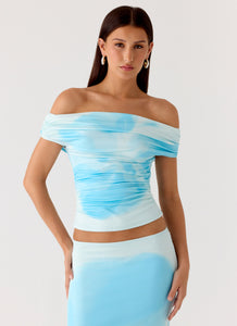 Moka Off Shoulder Top - Blooming Blue