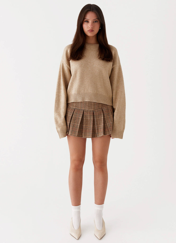 Womens Monika Oversized Jumper in the colour Beige in front of a light grey background