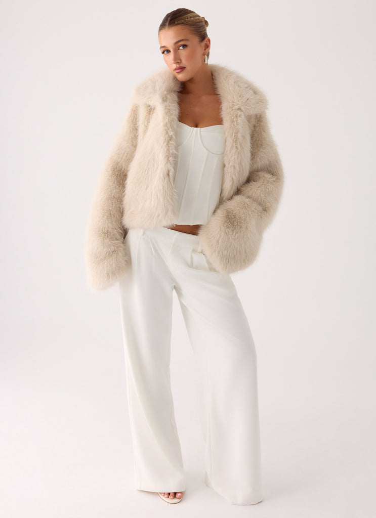 Moonscapes Faux Fur Jacket - Ivory
