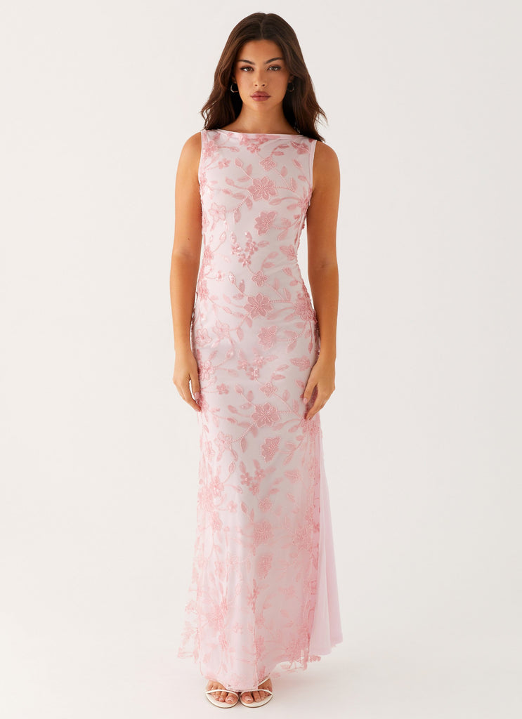 Moorey High Neck Maxi Dress - Pink