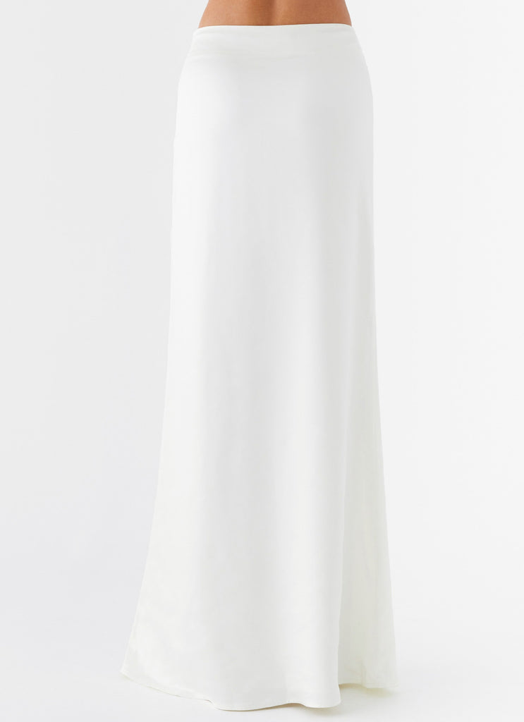 Womens Morgan Low Rise Maxi Skirt in the colour Ivory in front of a light grey background