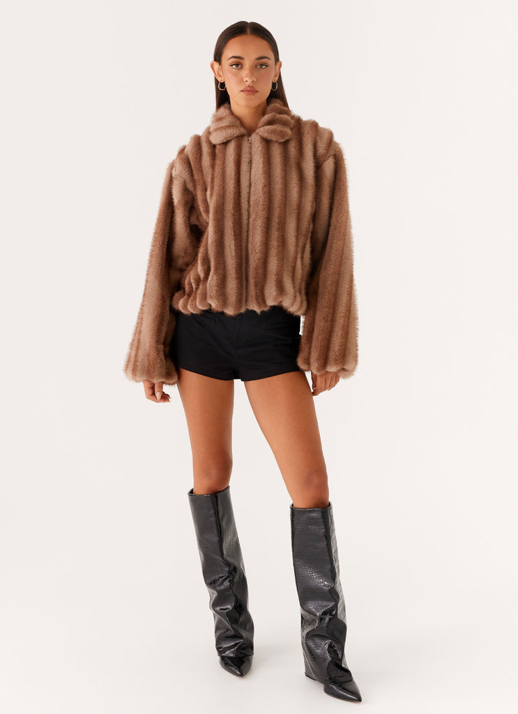 Naylor Faux Fur Jacket - Brown