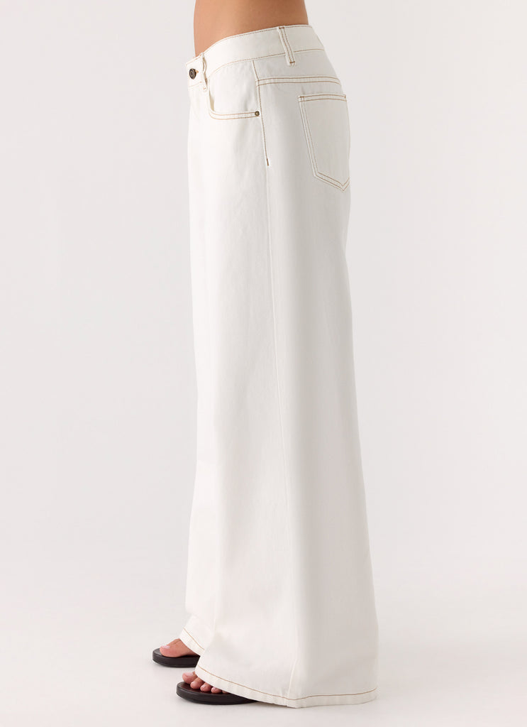 Neo Low Rise Wide Leg Jeans - Ivory