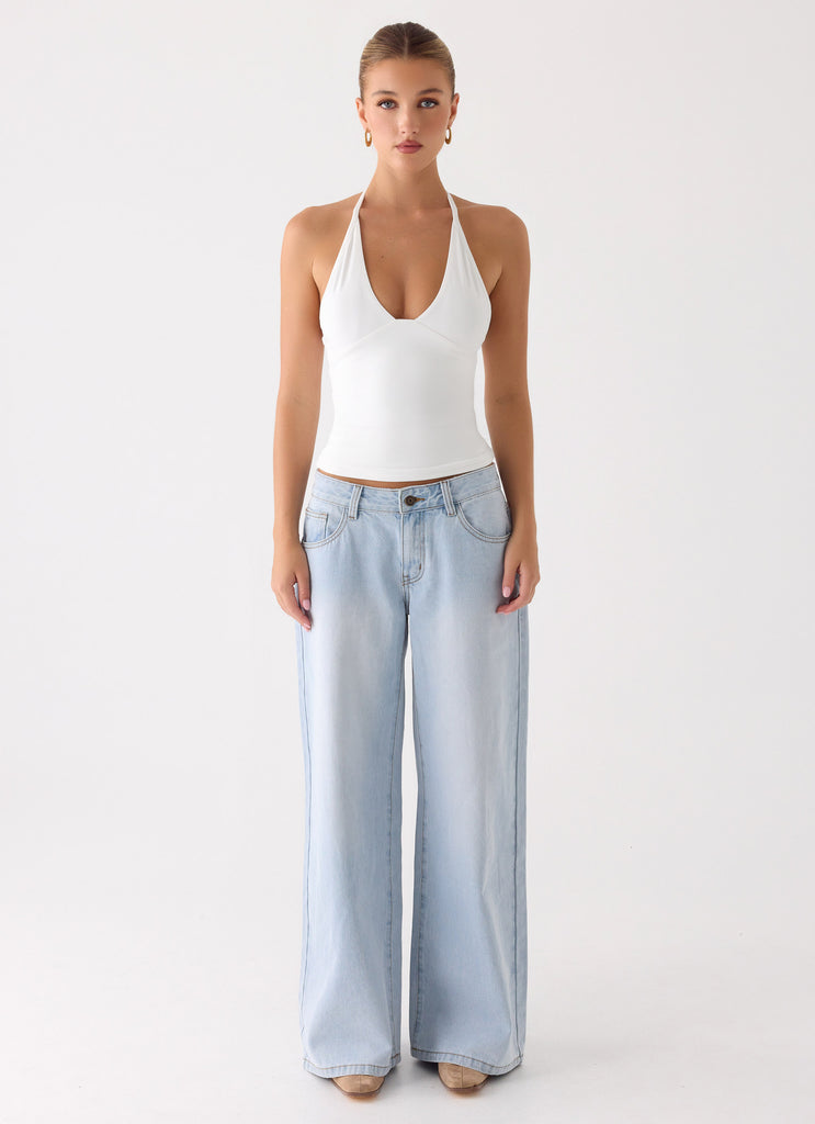 Neo Low Rise Wide Leg Jeans - Light Blue Wash