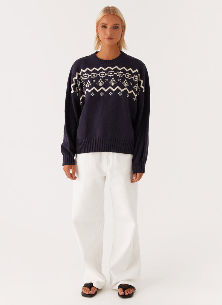 Noelle Oversized Knit Sweater - Navy