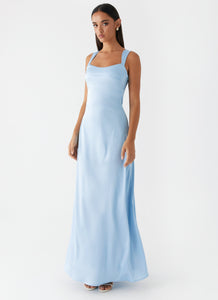 Odette Satin Maxi Dress - Blue