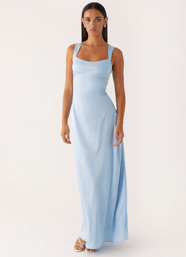 Odette Satin Maxi Dress - Blue