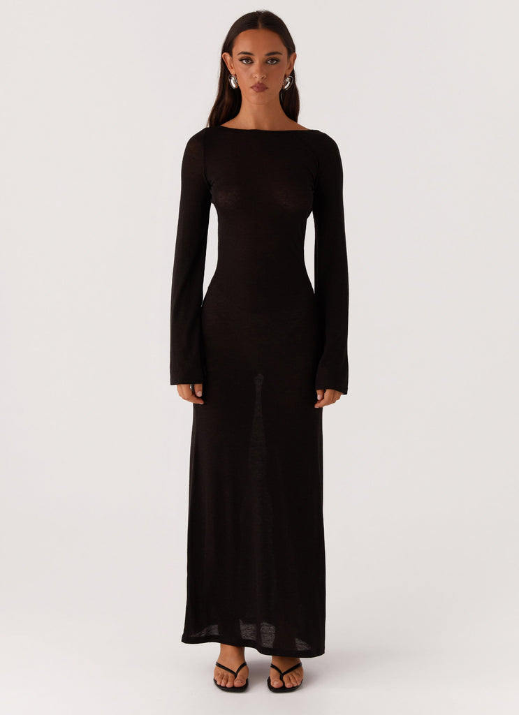 Olivia Long Sleeve Maxi Dress - Black