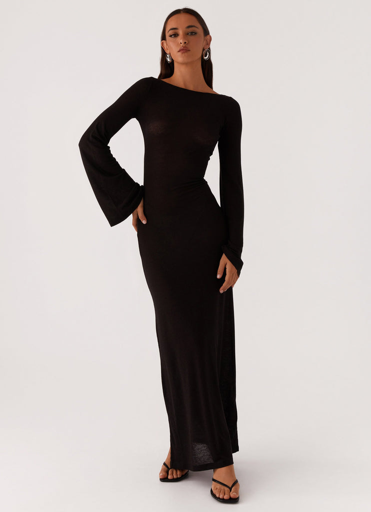 Olivia Long Sleeve Maxi Dress - Black