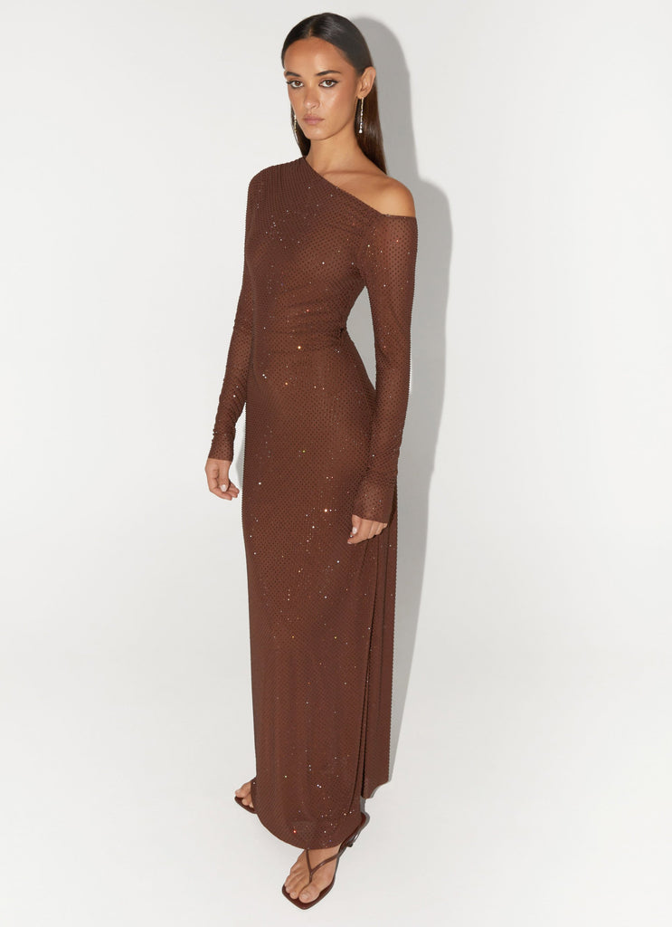 Oriana Sequin Maxi Dress - Chocolate