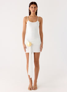 Paeonia Shell Mini Dress - White
