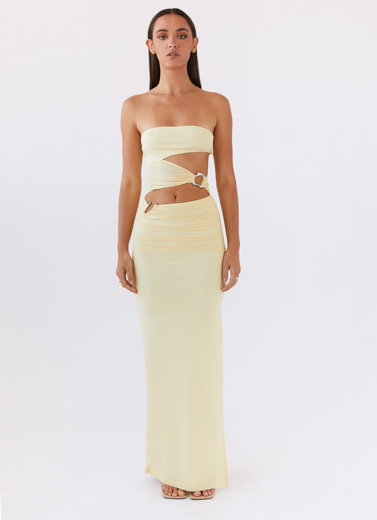 Into Pieces Mesh Maxi Dress - Lemon