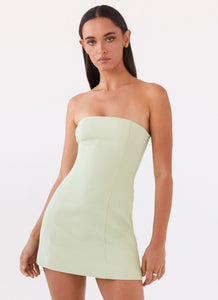 Womens Ayanna Strapless Mini Dress in the colour Green Zest in front of a light grey background