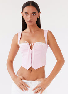 Womens Ambretta Corset Top in the colour Pink in front of a light grey background