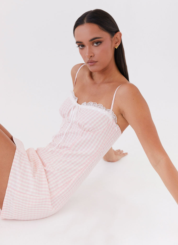 Bellissima Bustier Mini Dress - Pink Gingham