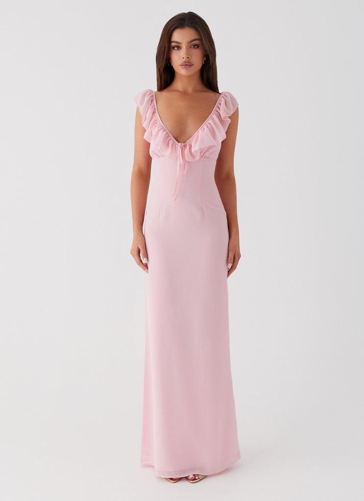 Womens Silvie Maxi Dress in the colour Pink in front of a light grey background