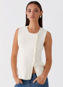 Womens Carey Vest Top in the colour White in front of a light grey background