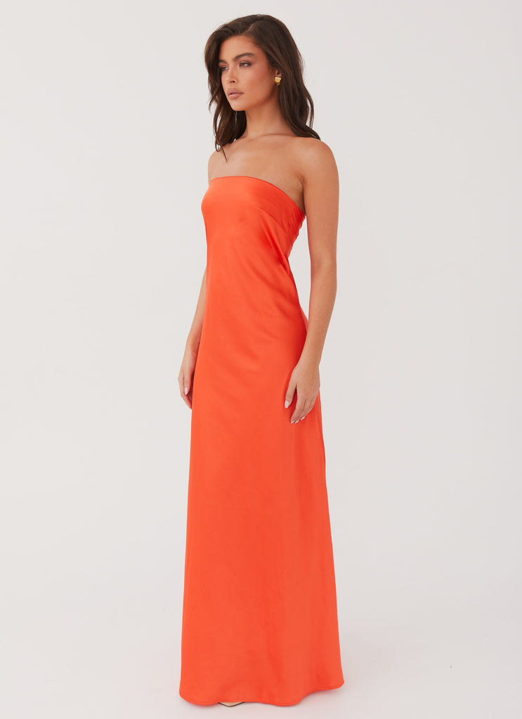 Womens Chantelle Strapless Maxi Dress in the colour Sunset in front of a light grey background