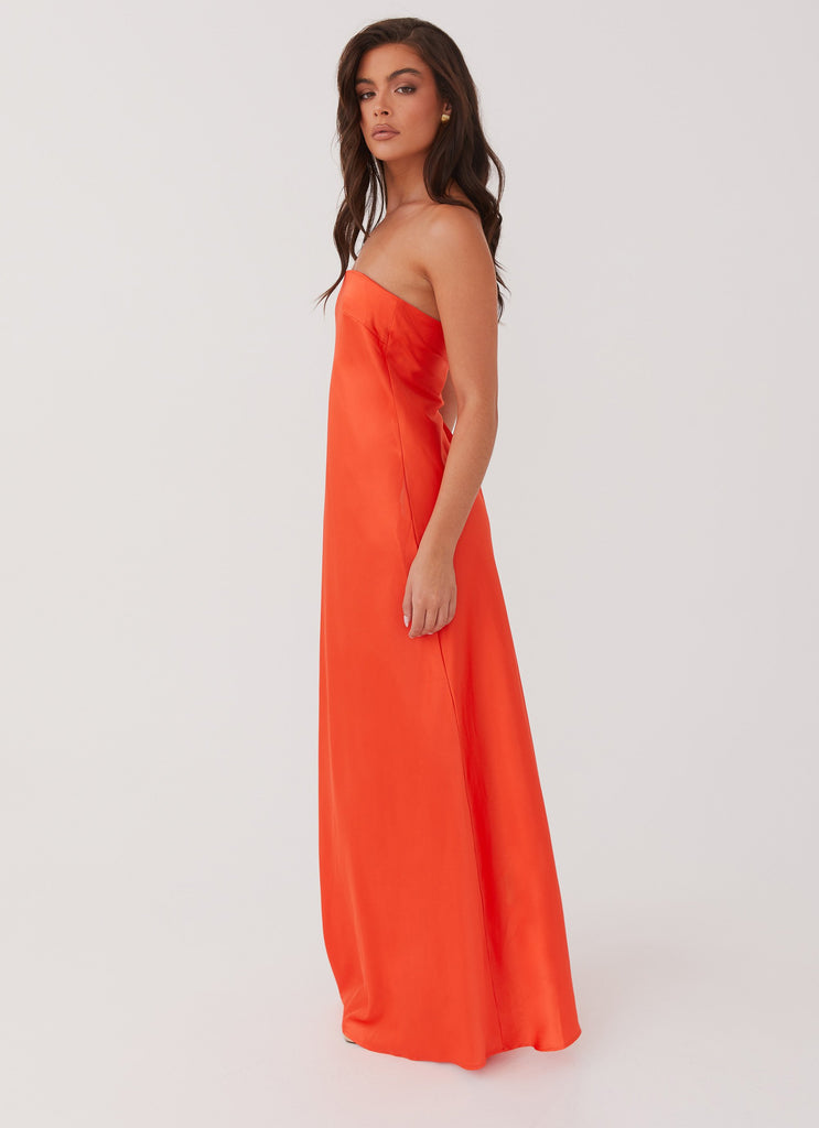 Womens Chantelle Strapless Maxi Dress in the colour Sunset in front of a light grey background