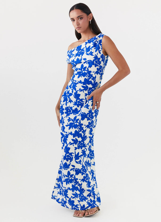 Pyper Off Shoulder Maxi Dress - Blue Floral