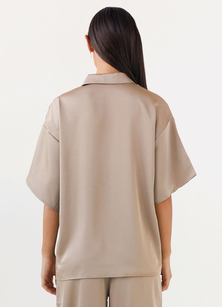 Palm Cove Satin Shirt - Mushroom