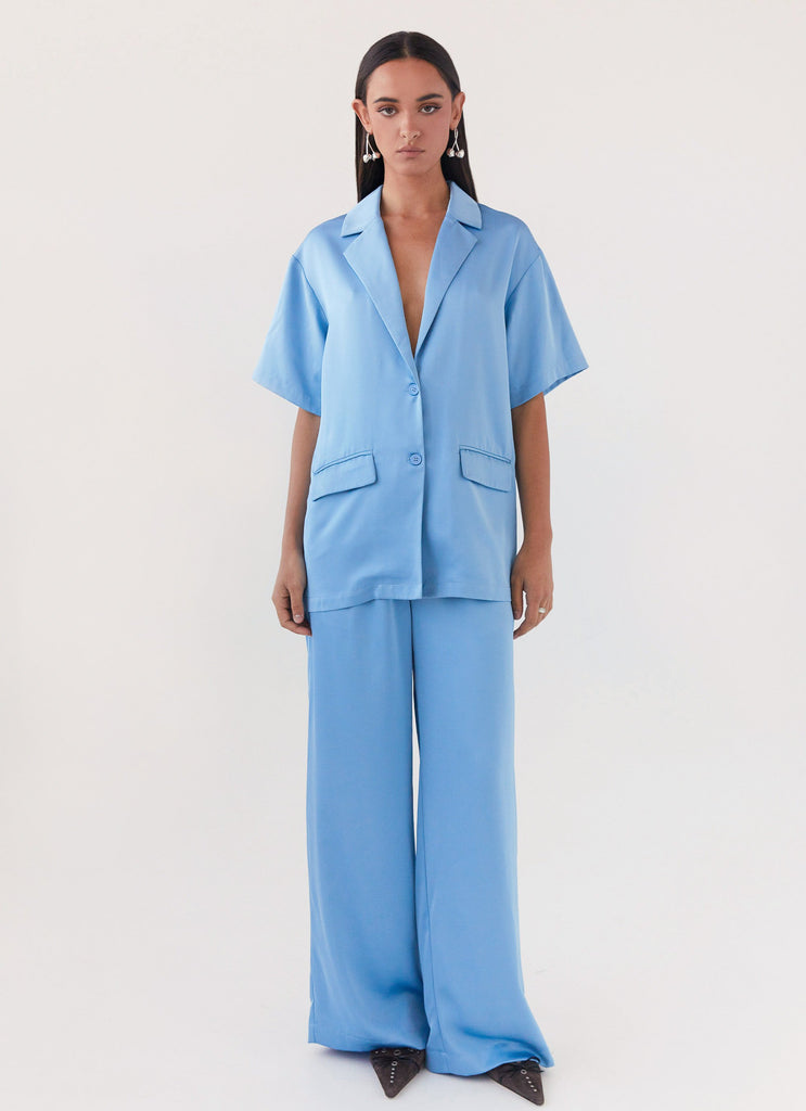 Brinkley Satin Pants - Blue