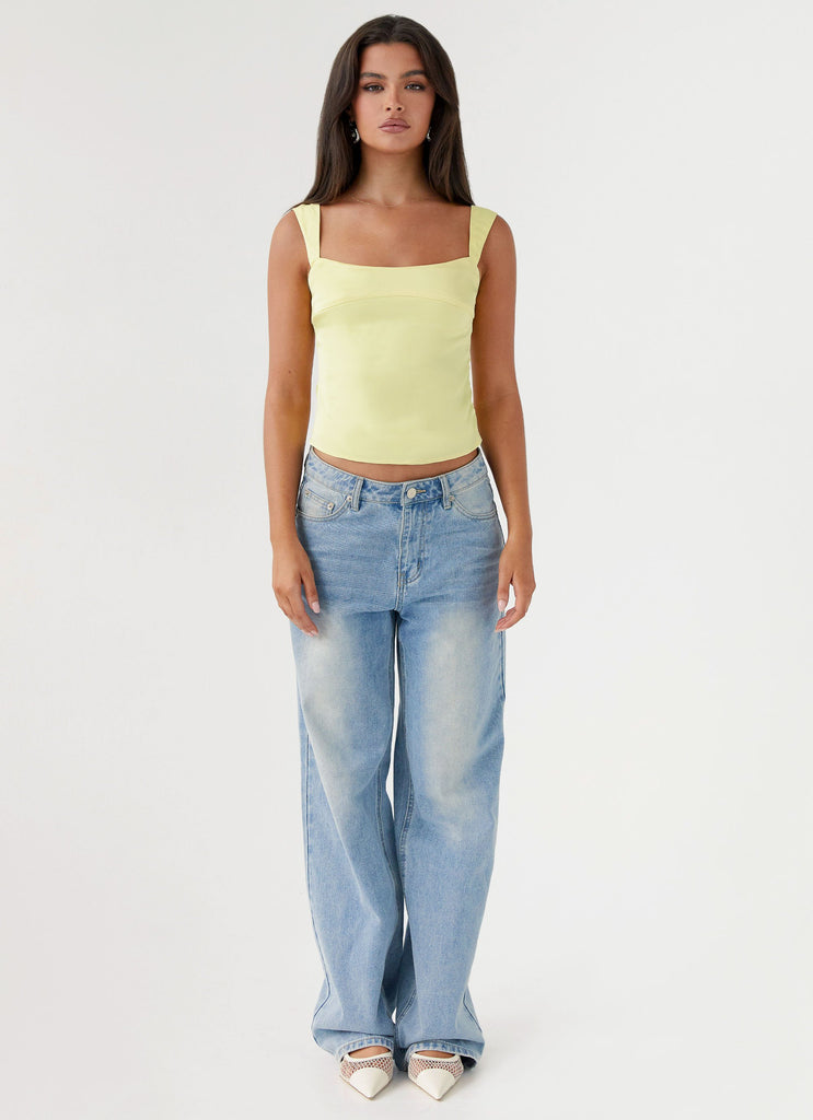 Lylah Satin Top - Yellow