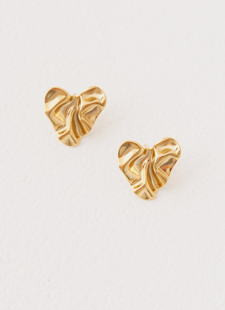 Heart To Heart Earrings - Gold
