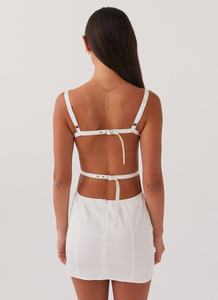 Naomi Backless Mini Dress - White